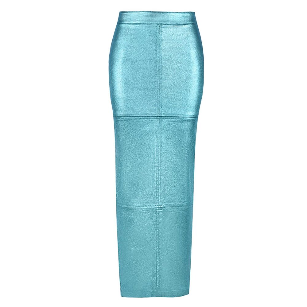 4305 Long Skirts Trendy High Waisted A Line Business Casual Leather Maxi
